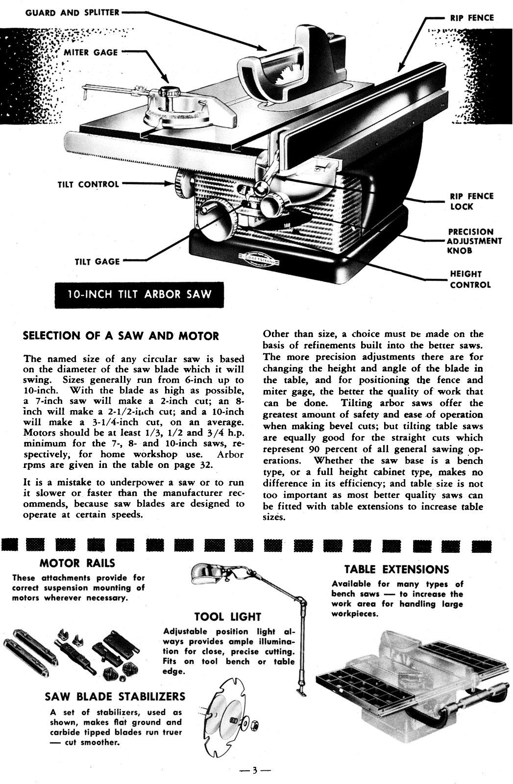How to CRAFTSMAN Circular Table Saw 1954 Handbook Operator's Manual 0926