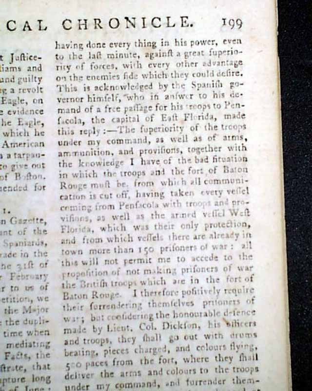 1780 WEST FLORIDA Surrender to Spanish Revolutionary War London Enemy Magazine