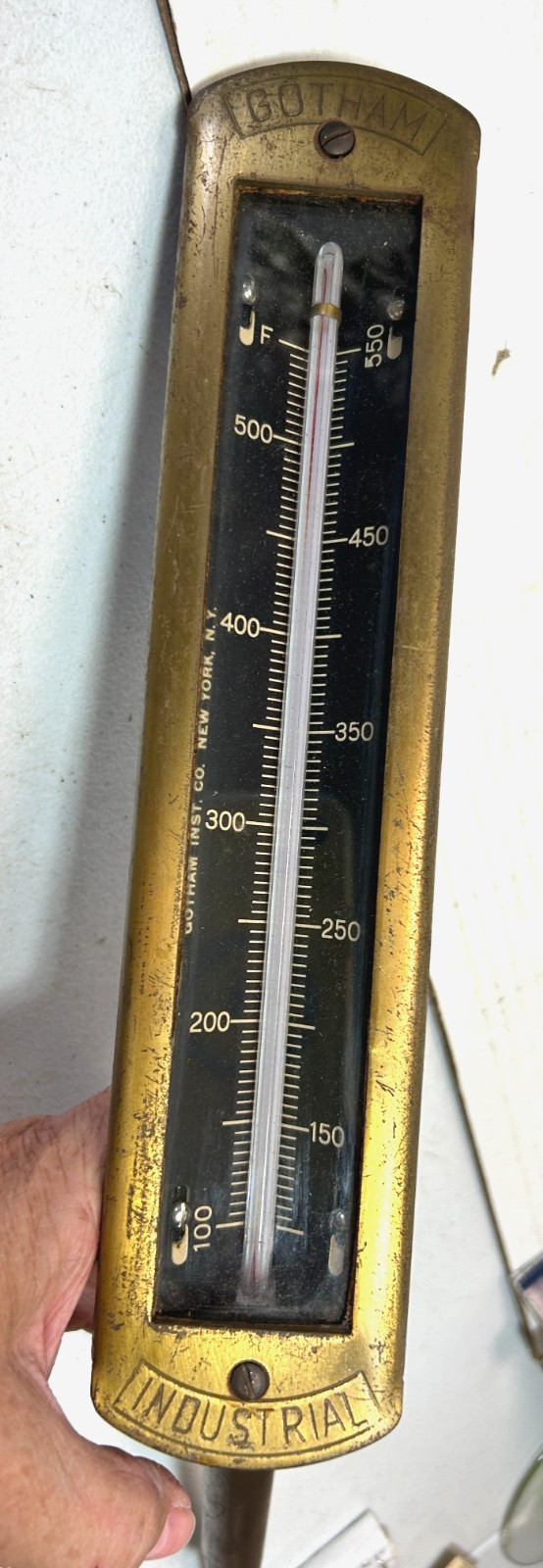 Antique Steam Boiler Steampunk Thermometer Gotham Industrial, 550 F Cast Bronze