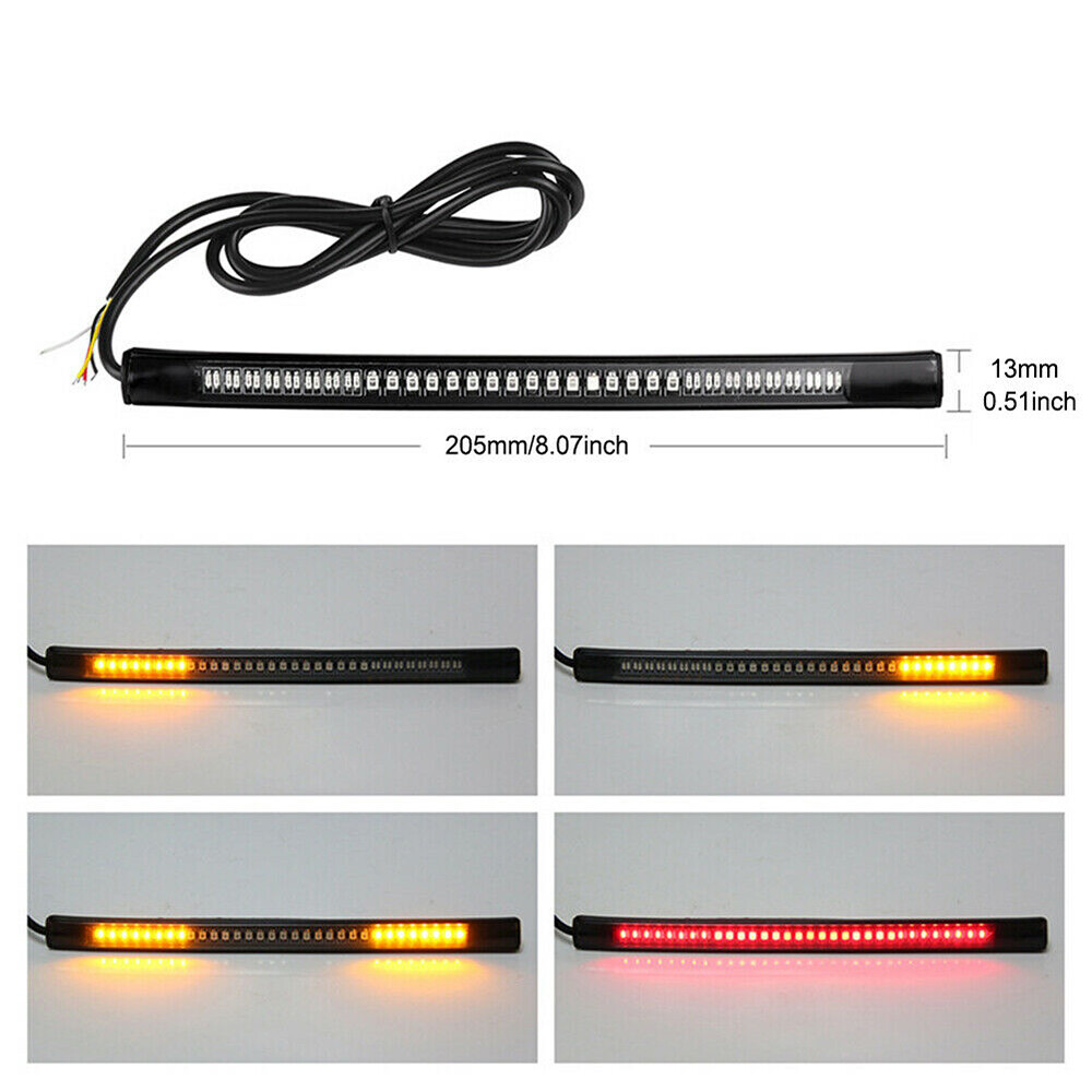 2 Flexible Motorcycle LED Strip 48LED Brake Stop Turn Signals Running Tail Light