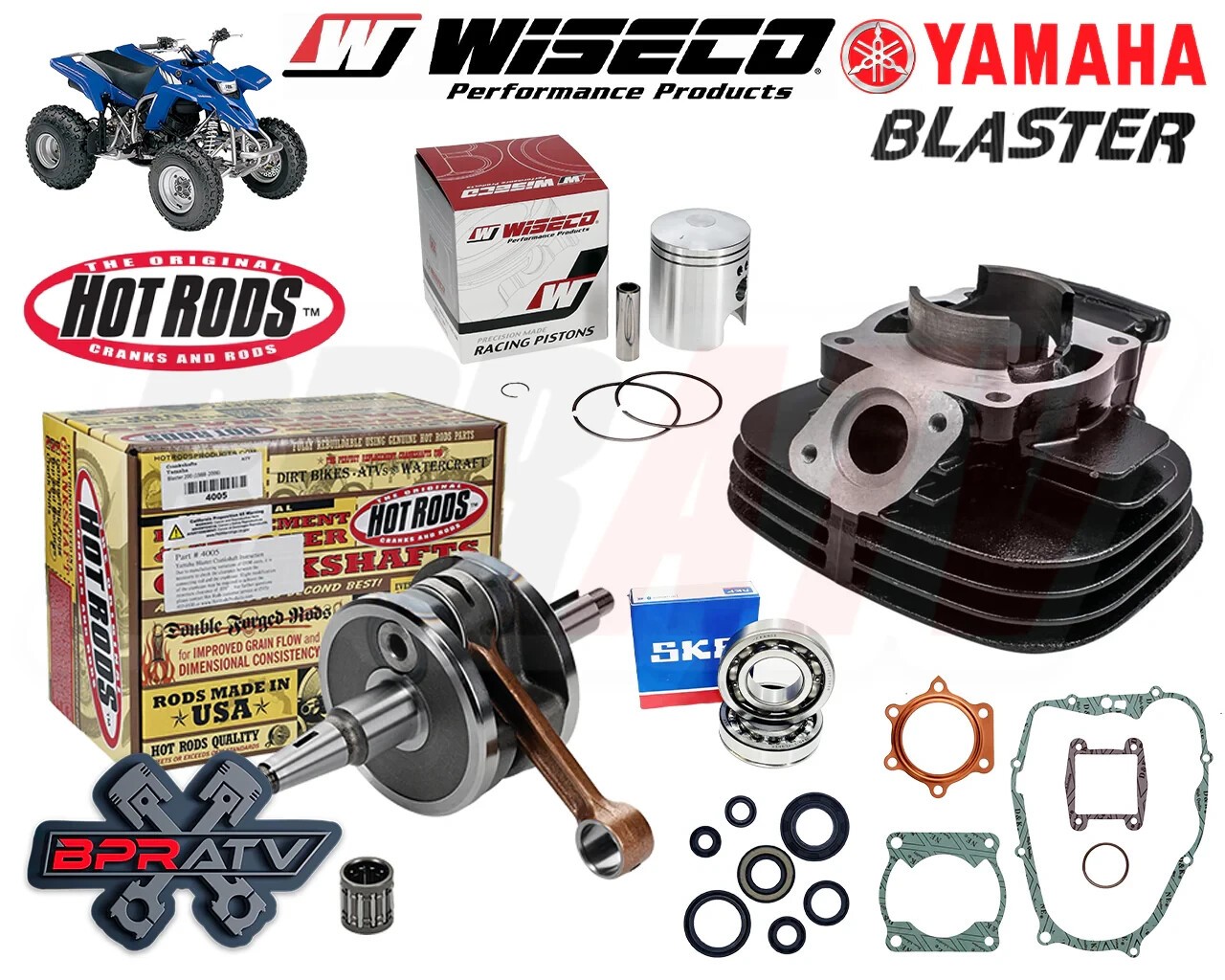 Yamaha Blaster YFS200 68mm Big Bore Cylinder Wiseco Hot Rods Crank Rebuild Kit🔥