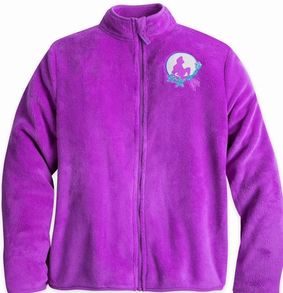 NWT Disney Ariel Little Mermaid Purple Soft Zip Jacket Fleece Large Starfish New