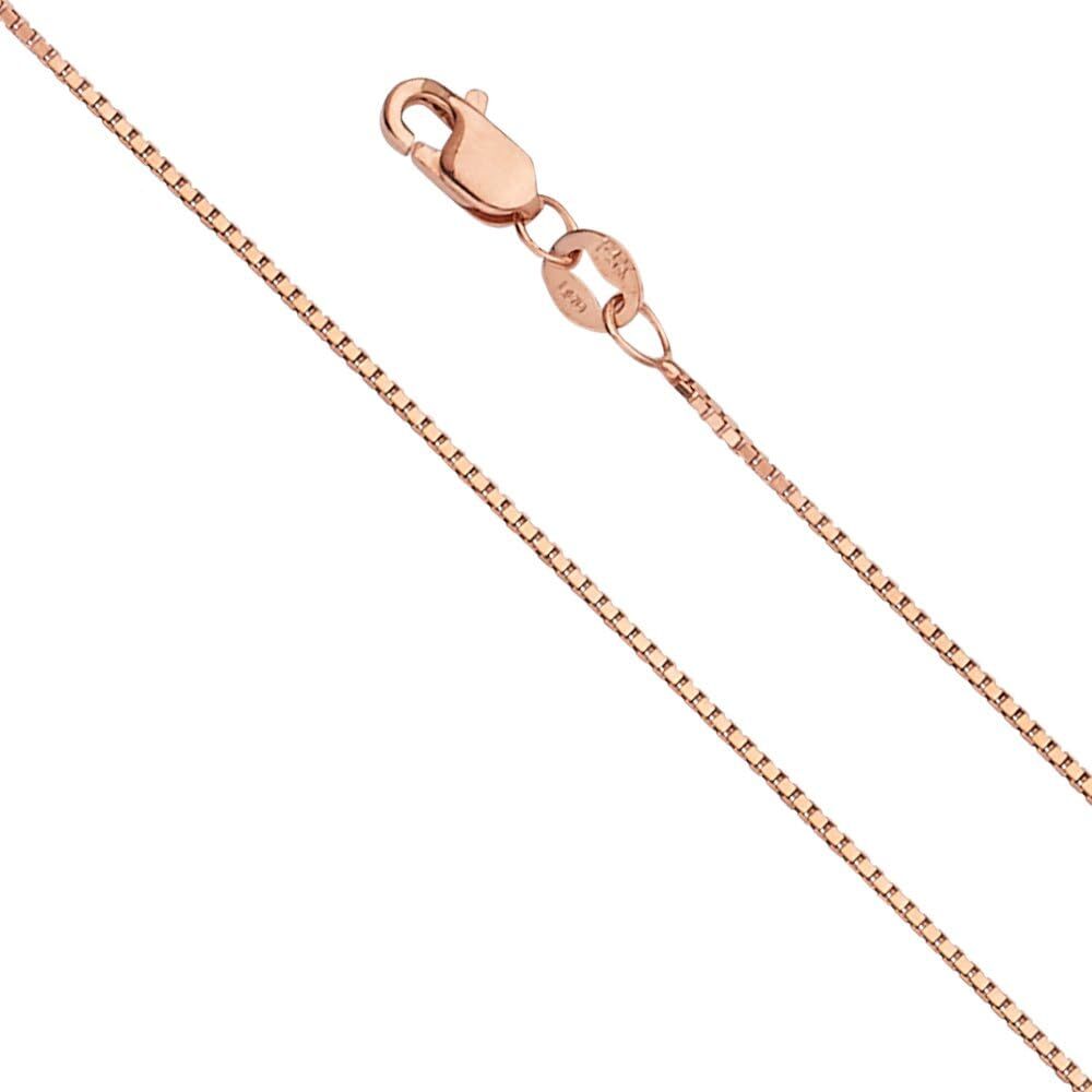14k REAL Yellow Gold Solid Box Link Chain Necklace with Lobster Claw Clasp Gift