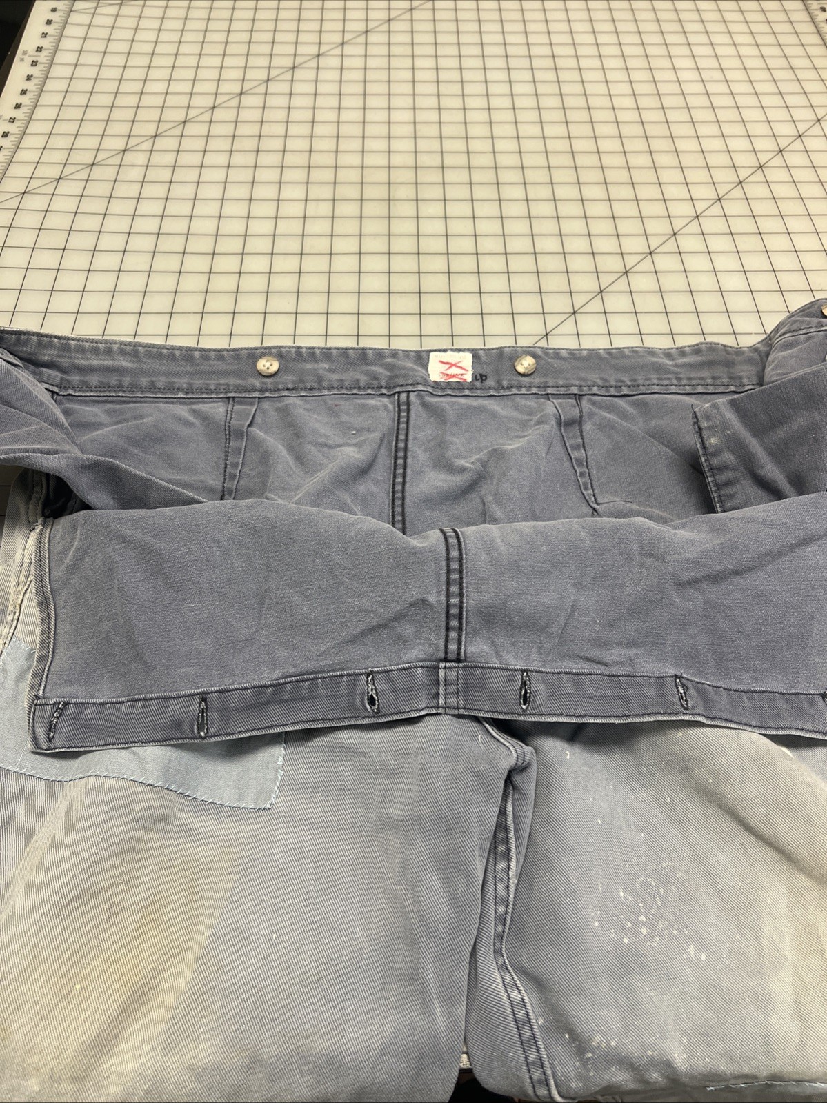 Repro 19th Century Men's 'Veteran' Condition Denim Fall-Front Trousers, SZ 42"