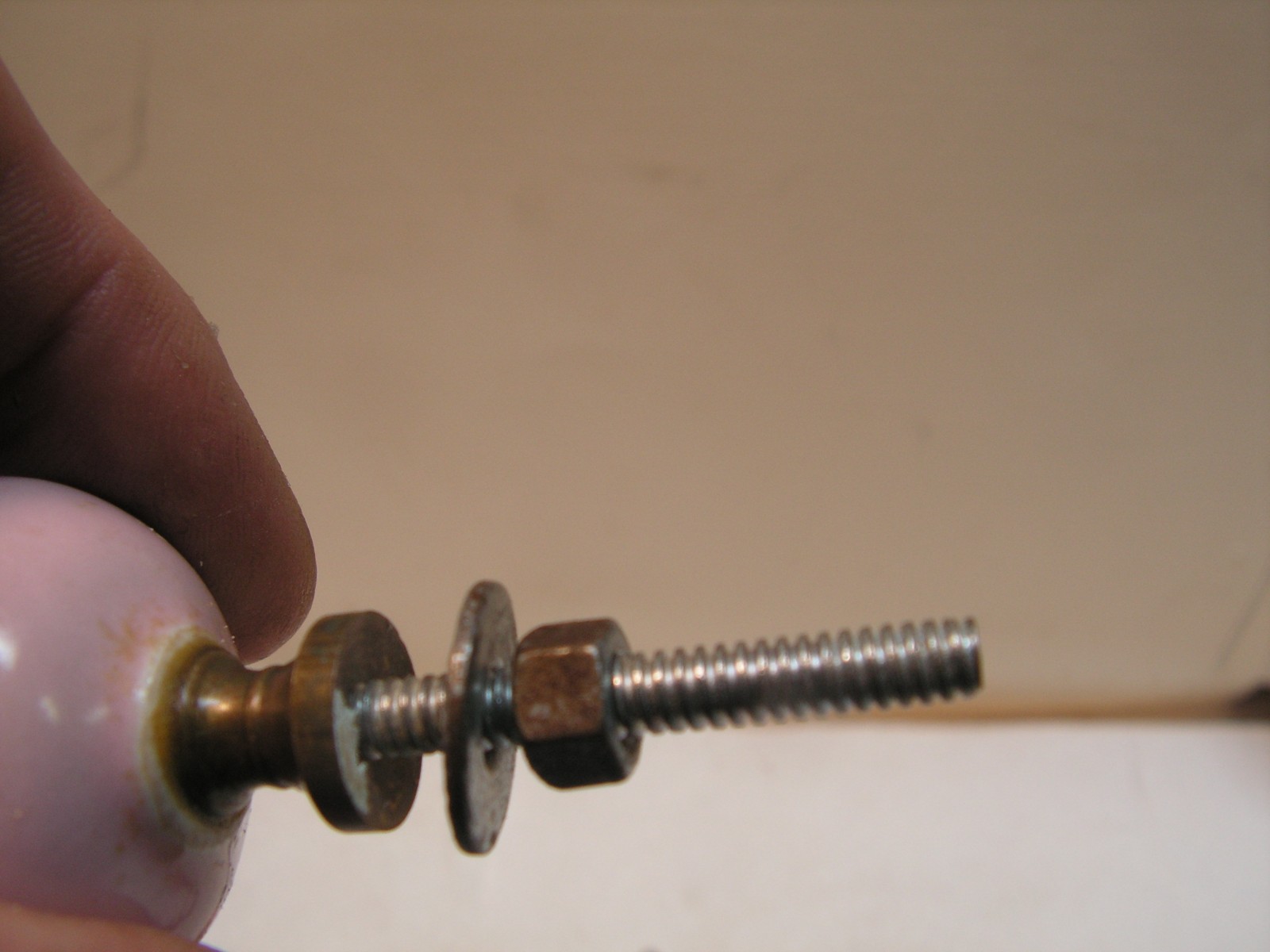 4 Vintage Porcelain Drawer Pull Handle PINK SPIRAL Cabinet Knobs NICE!