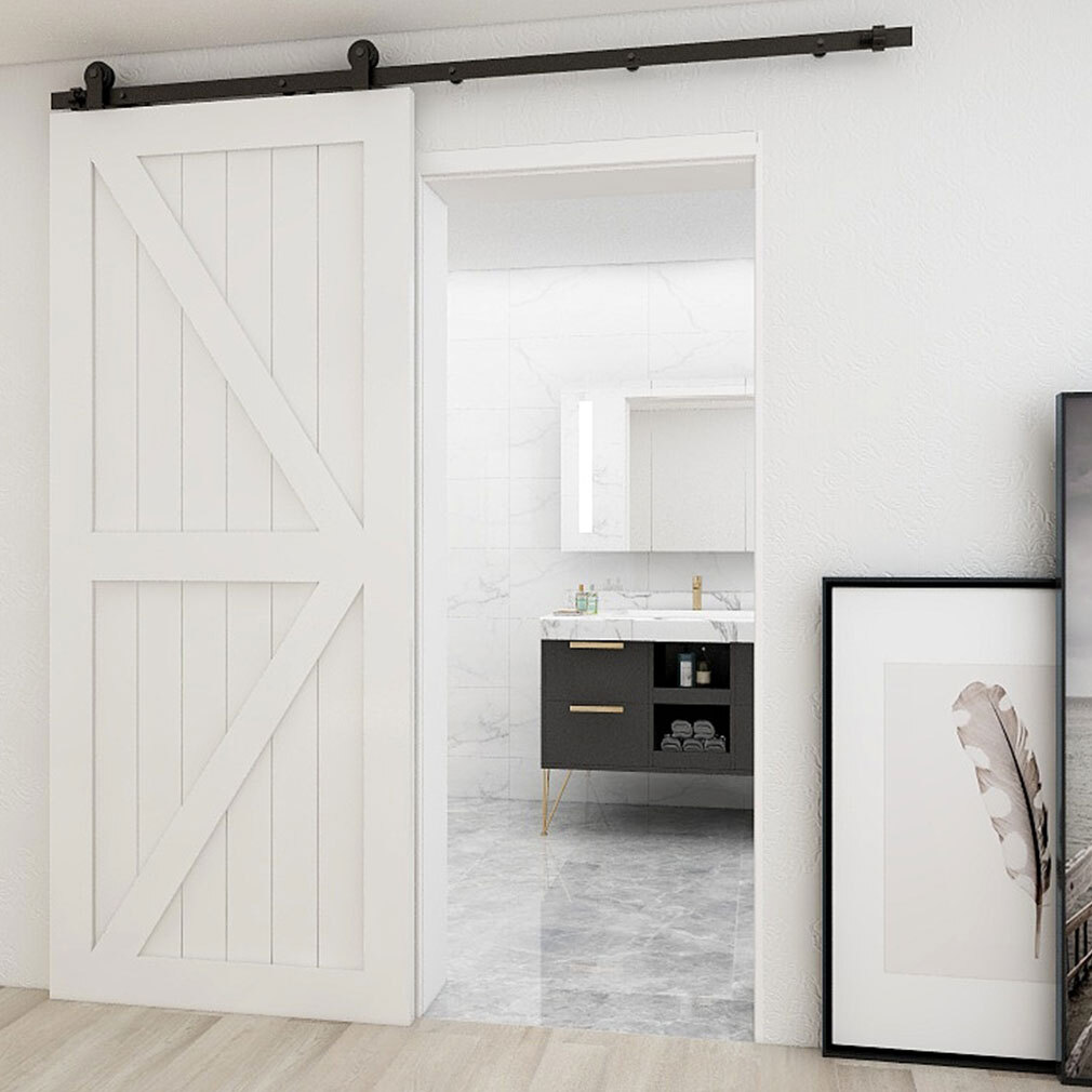 4-20FT Sliding Barn Wood Door Hardware Closet Track Kit For Single/Double/Bypass