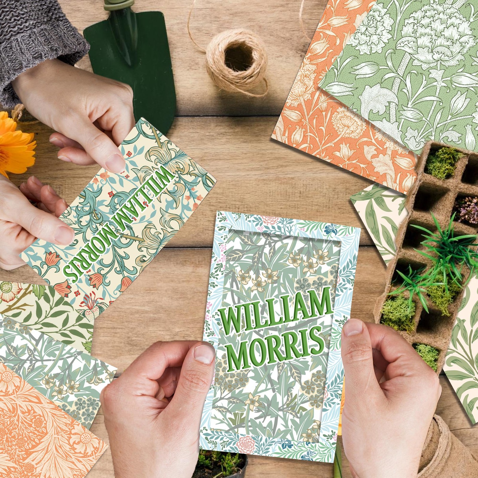 24 Sheets William Morris Scrapbook Paper Pad Double-Sided Vintage white