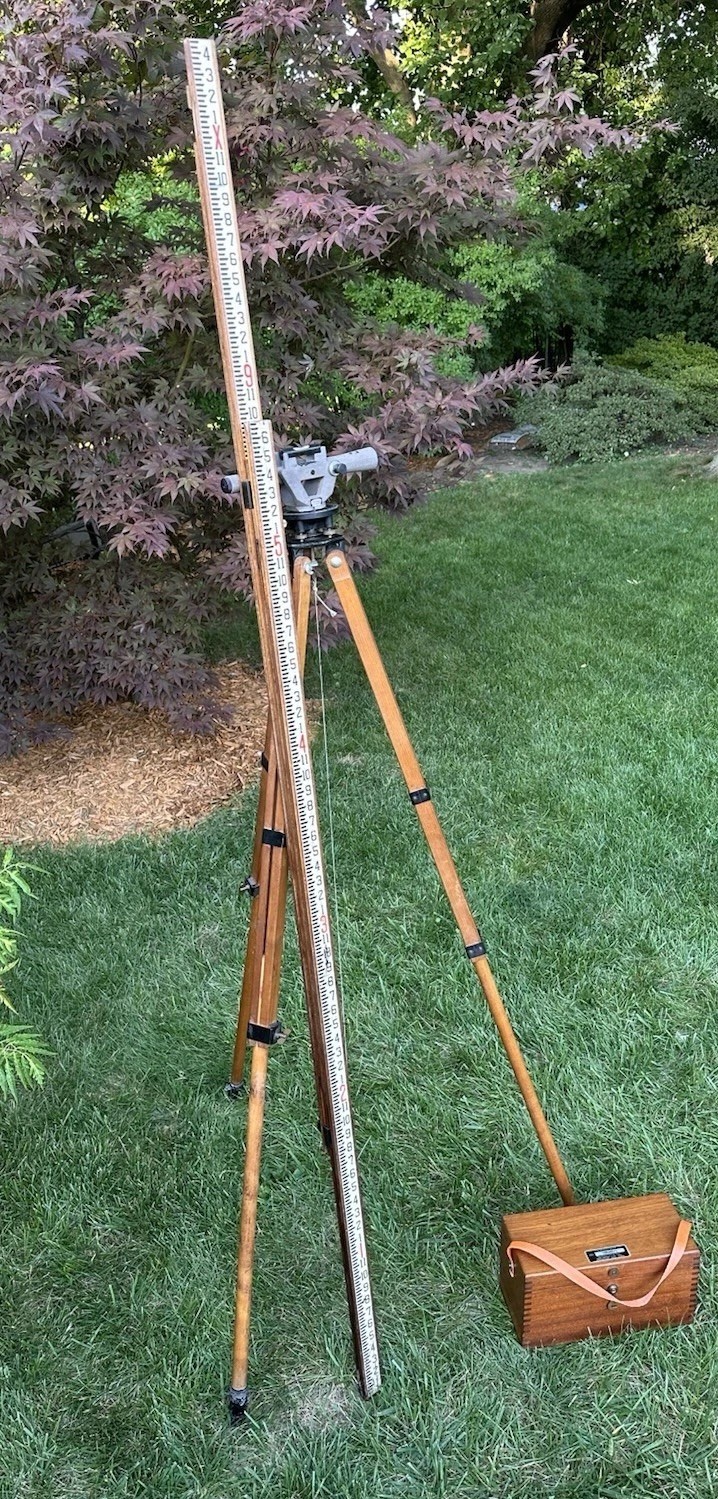 Vintage Sears Roebuck Surveyor Transit Tripod Range Rod Prism Pole Theodolite