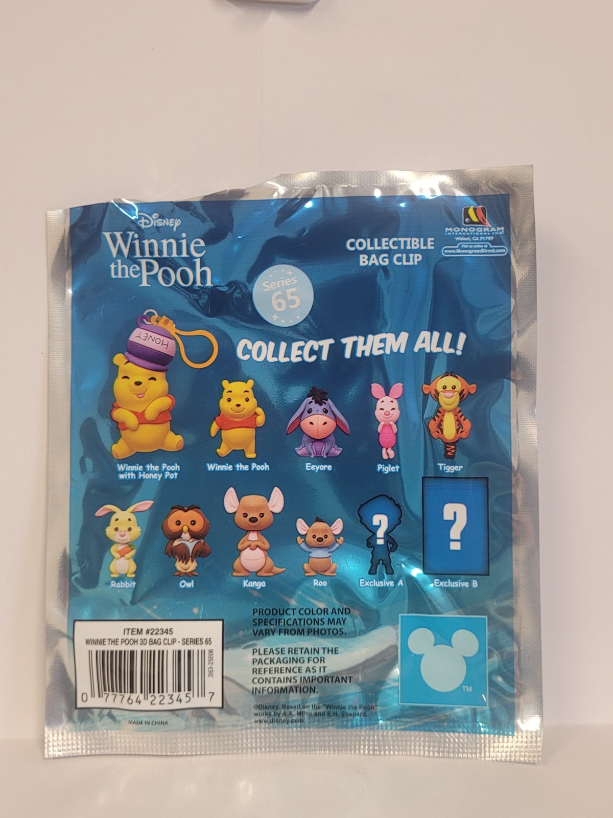 3D Foam Figural Key Chain Clip Blind Bag Disney Series 65 Winnie The Pooh Eeyore