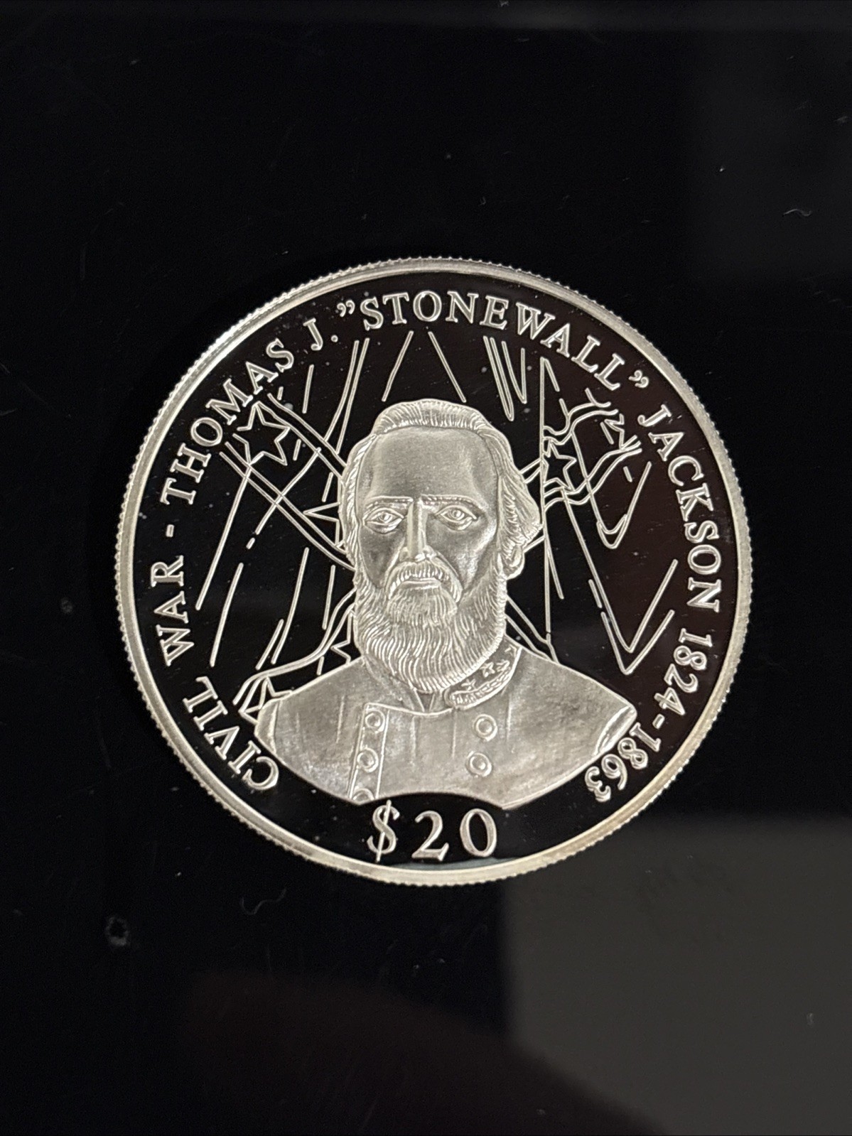 $20 Stonewall Jackson .999 Fine Silver Liberia Made In Germany 2000