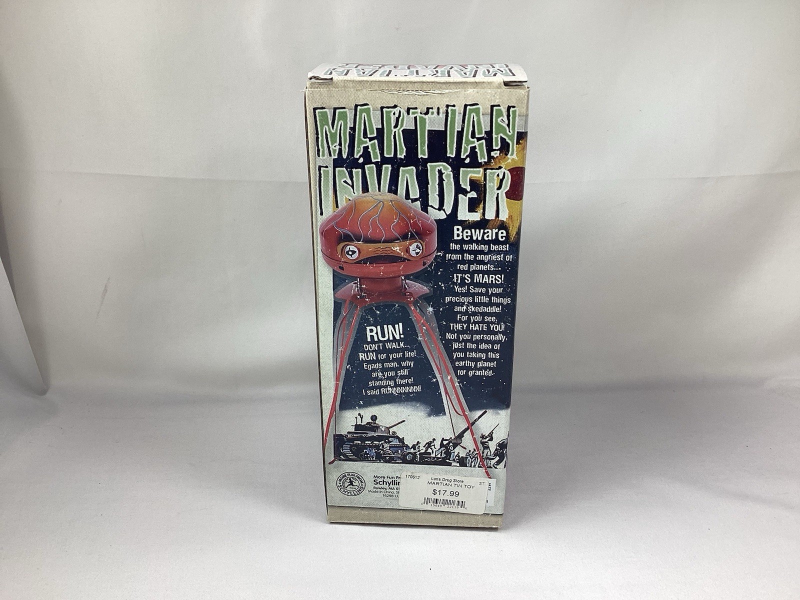 Schylling Collector Series 9.5'' Alien MARTIAN INVADER Tin Wind-Up Toy 2006 MIB