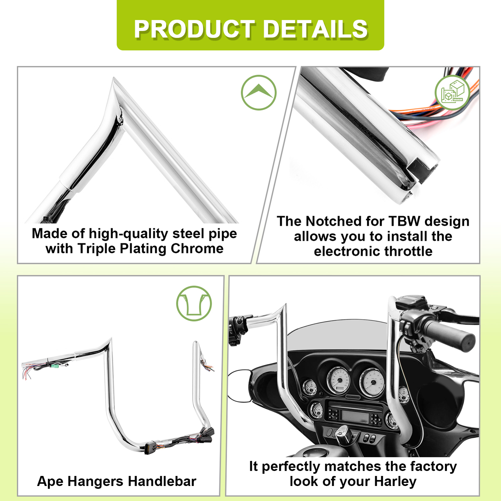 14" Pre-wired Bagger Handlebar For Harley Electra Glide Ultra Limited 2008-2013