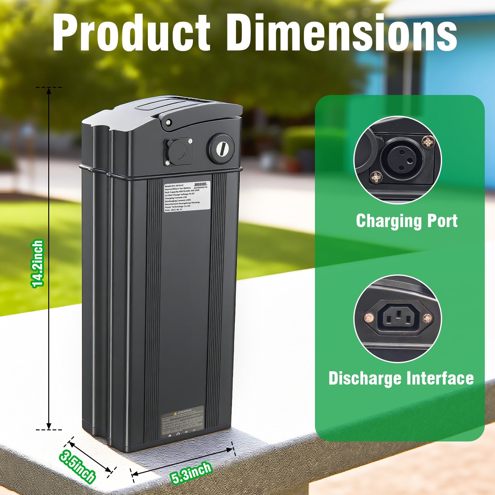 Folding Electric Ebike lithium Battery Replacement ,For 560W Motor 48V 10.4Ah US