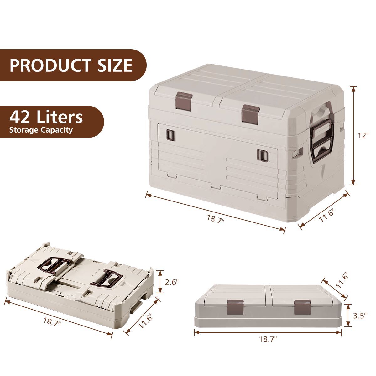 Aimisin 42 Liters Camping Outdoor Folding Storage Box with 2 Compartment Boxes