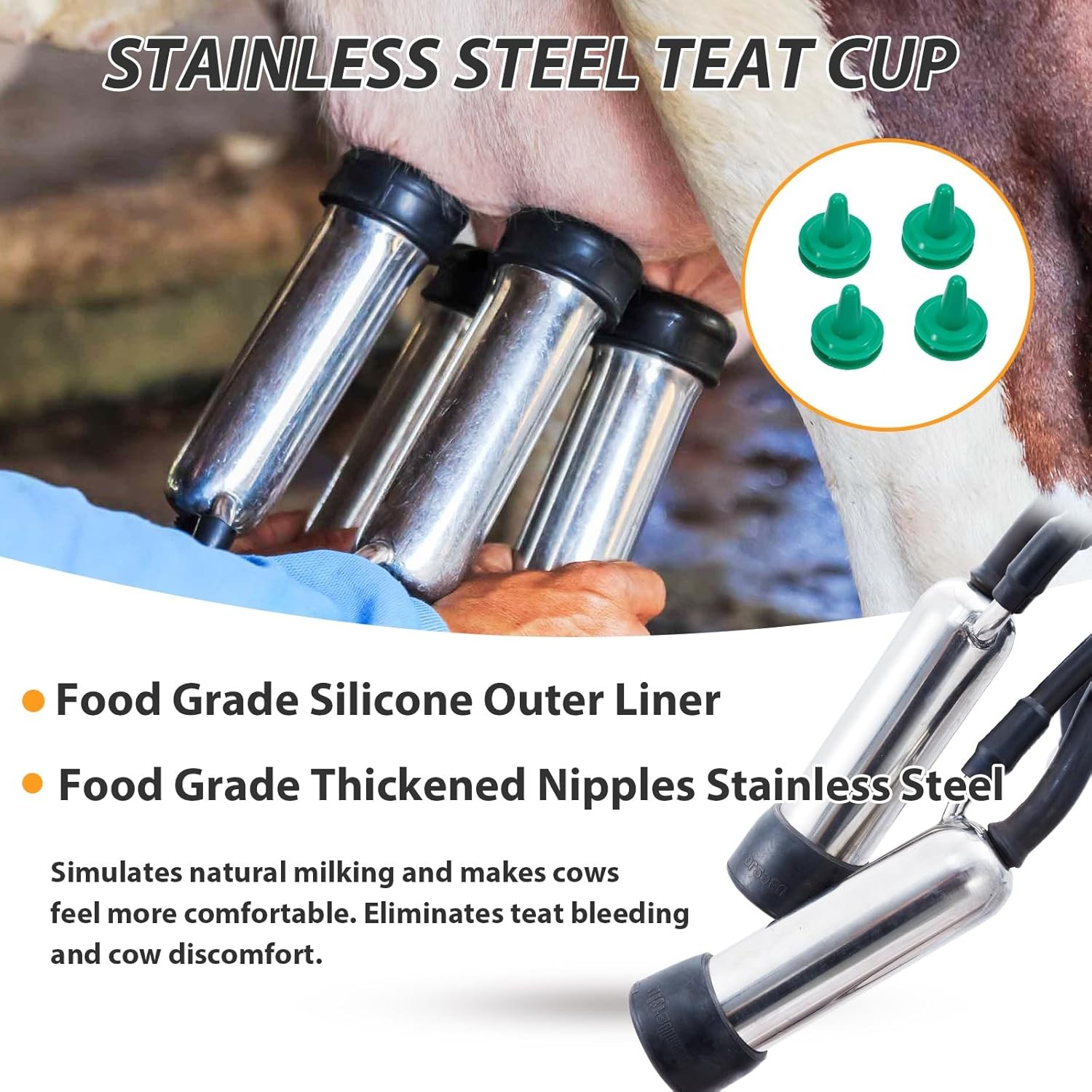 25L Electric Cow Milking Machine Milking Equipment 304 Stainless Steel Bucket US