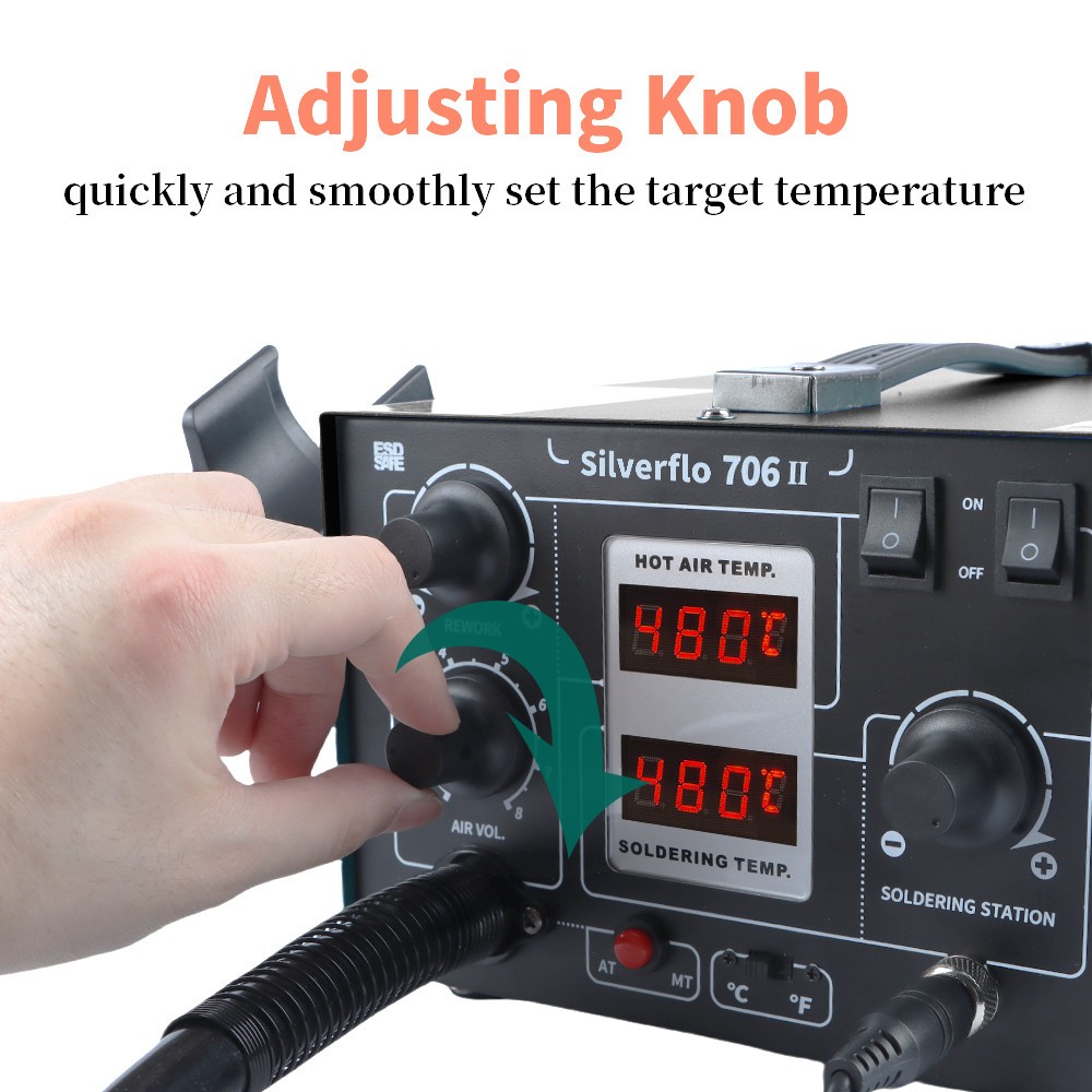 670W 706-II Soldering Station T12 2 in 1 LCD Hot Air Rapid Heating Welding Tools