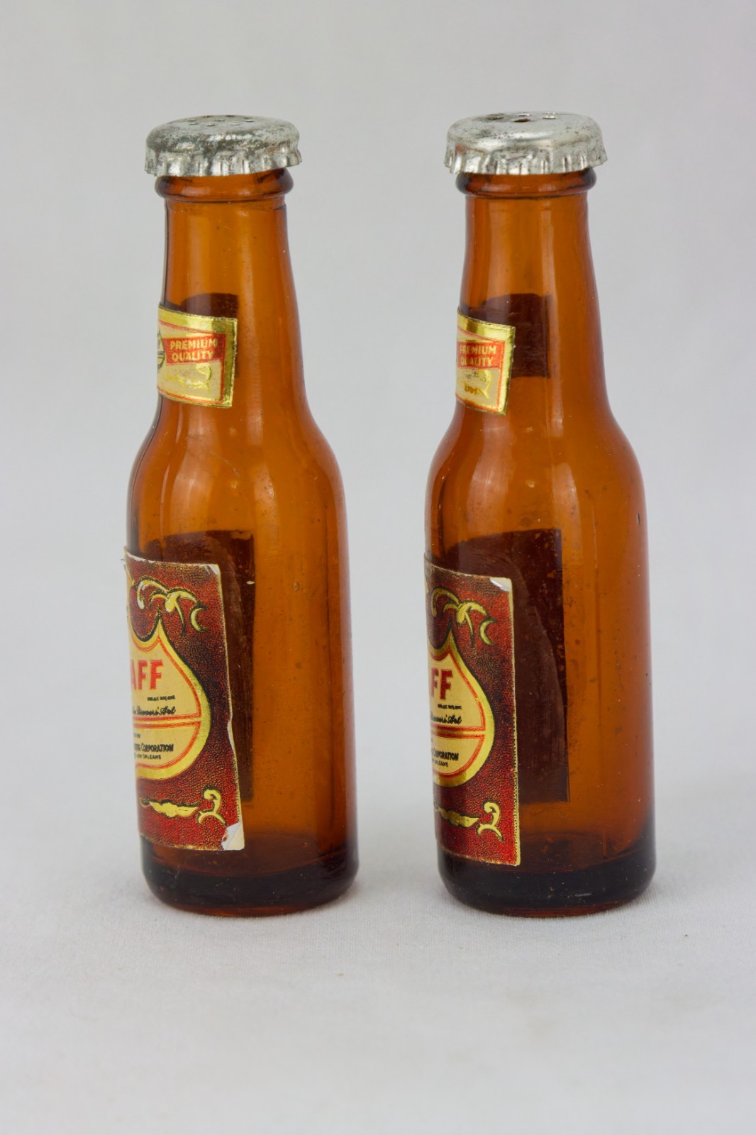 Falstaff Beer Salt & Pepper Shakers, Glass, Vintage