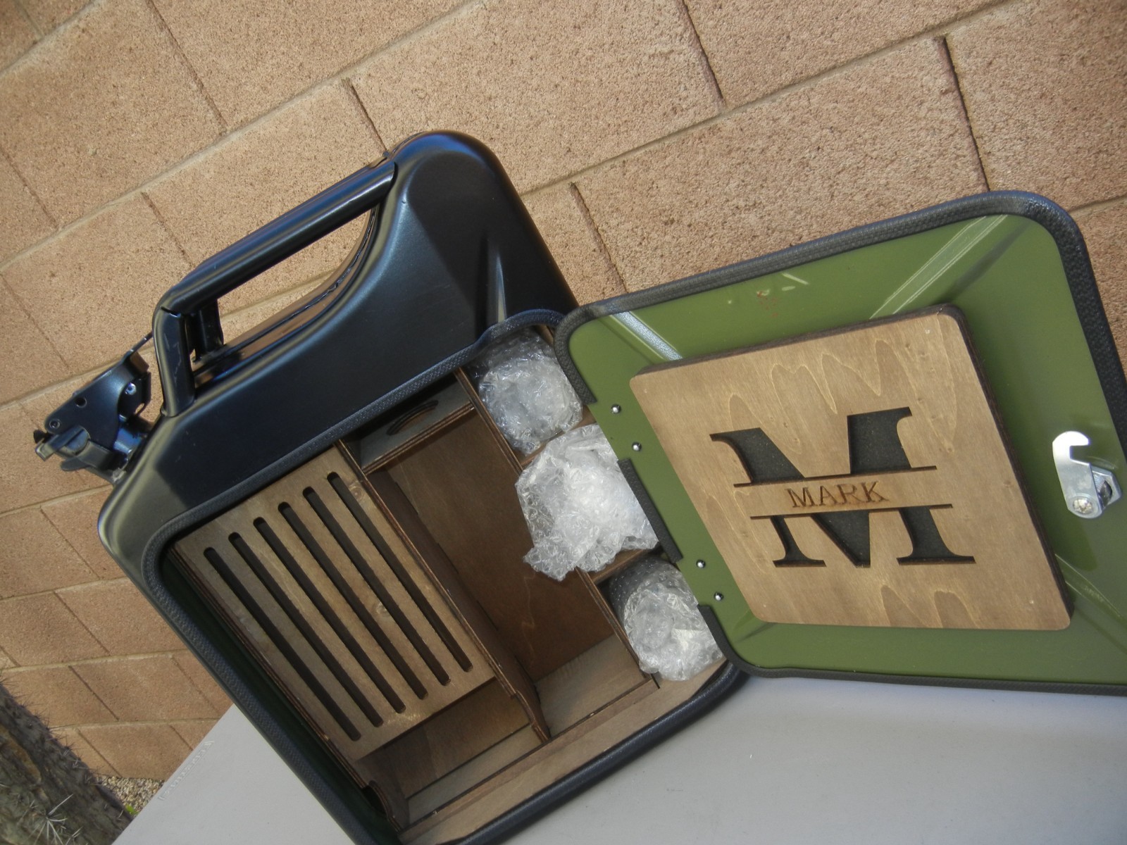 Handmade Jerry Can Mini Bar Personalized ('Mark') Liquor Cabinet Gift, NEW-OTHER