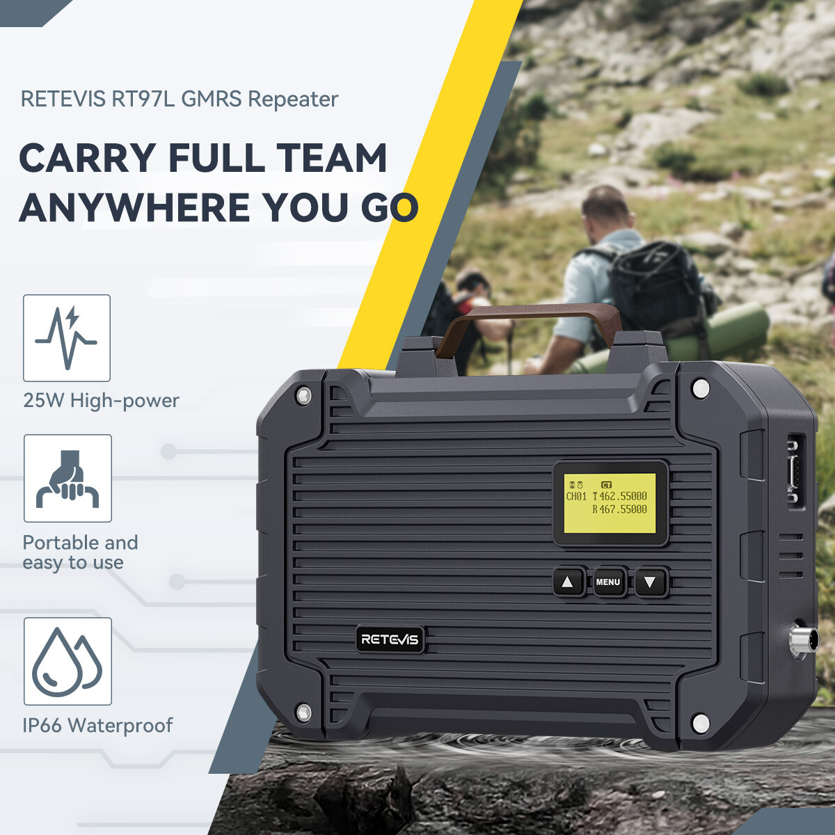 Retevis RT97L 22W GMRS Repeater Waterproof Full Duplex Long Range Repeater