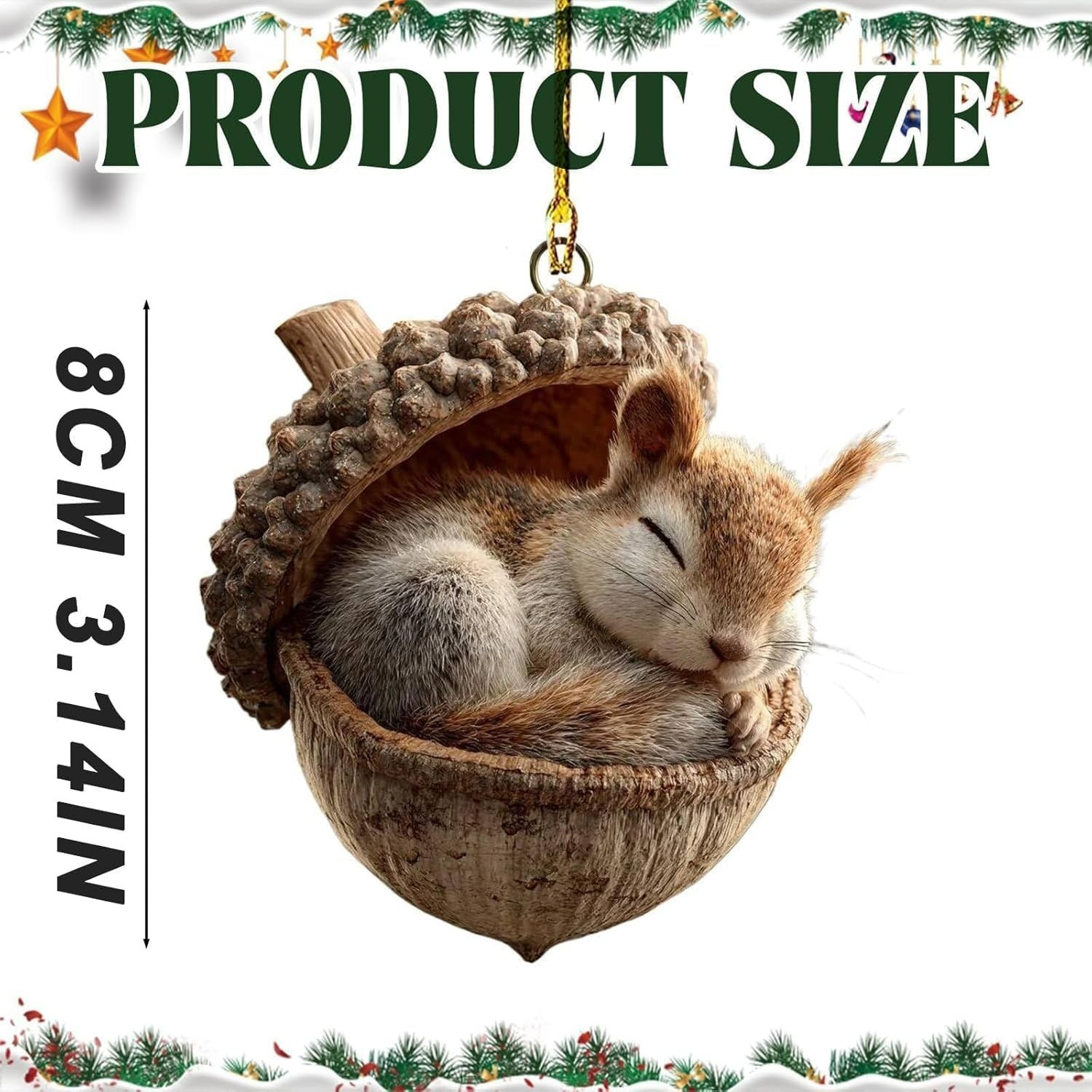 6pcs Cozy Forest Christmas Ornaments Forest Animal Acorn Ornaments.