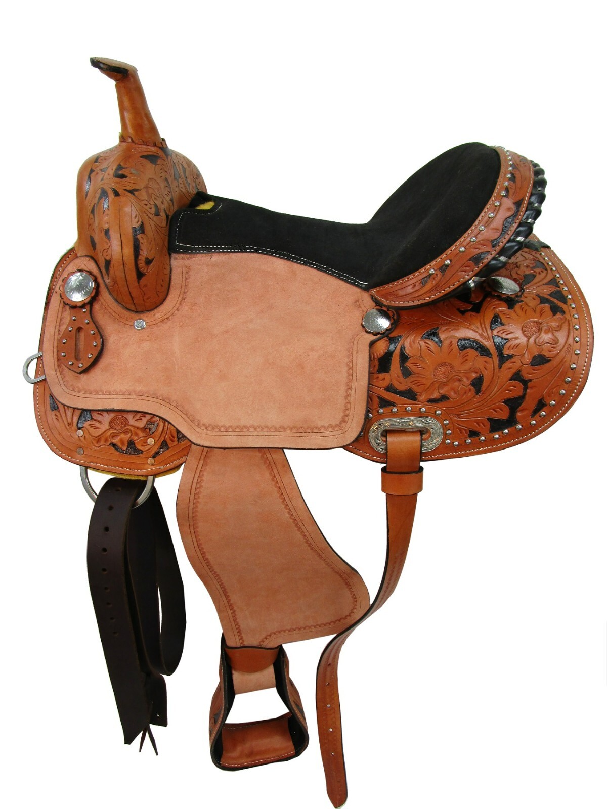 ARABIAN HORSE WESTERN SADDLE TRAIL PLEASURE TOOLED LEATHER USED TACK 15 16 17