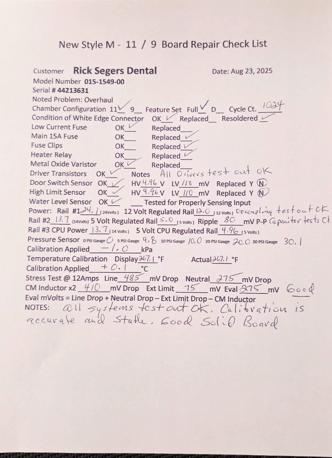 Midmark M9/M11 Main control CPU board P/N: 002-0762-00