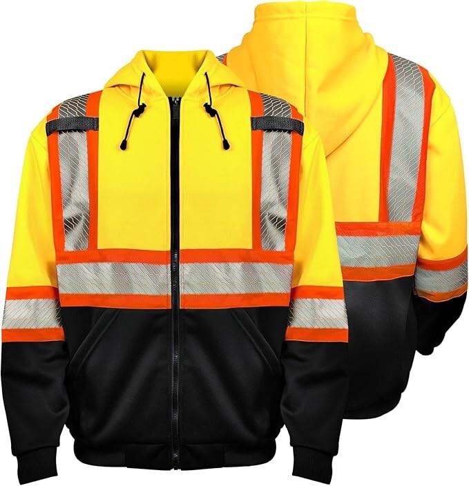 High Visibility Safety Sweatshirt ANSI Class 3 Reflective Stripes