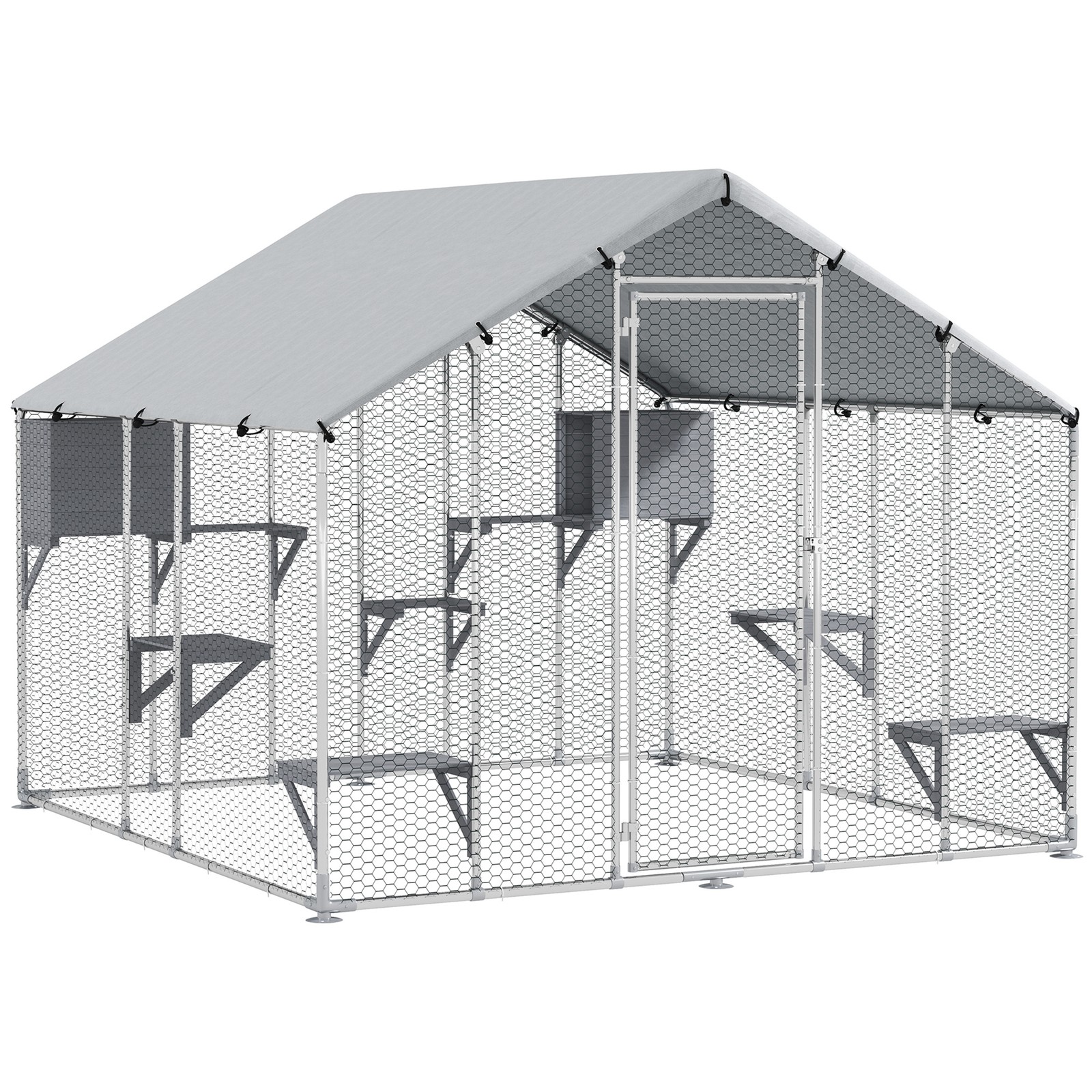 PawHut 94.5" Extra Large Catio, Outdoor Cat Enclosure with Waterproof Cover