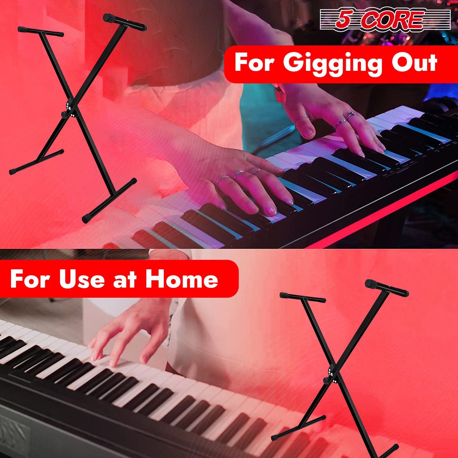 5 Core Keyboard Stand Adjustable Professional Metal Electric for 49 61 76 Key