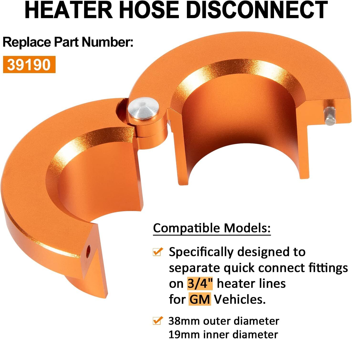 39190 METAL HEATER HOSE DISCONNECT TOOL 3/4'' FOR GM