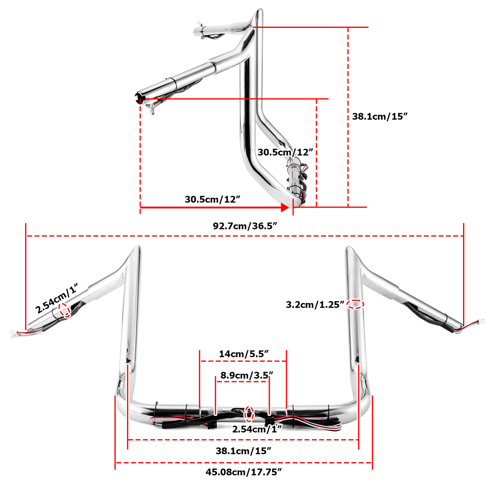 Rise 12" Pre-Wired Meathook Ape Hanger Handlebar For Harley Street Glide 14-23