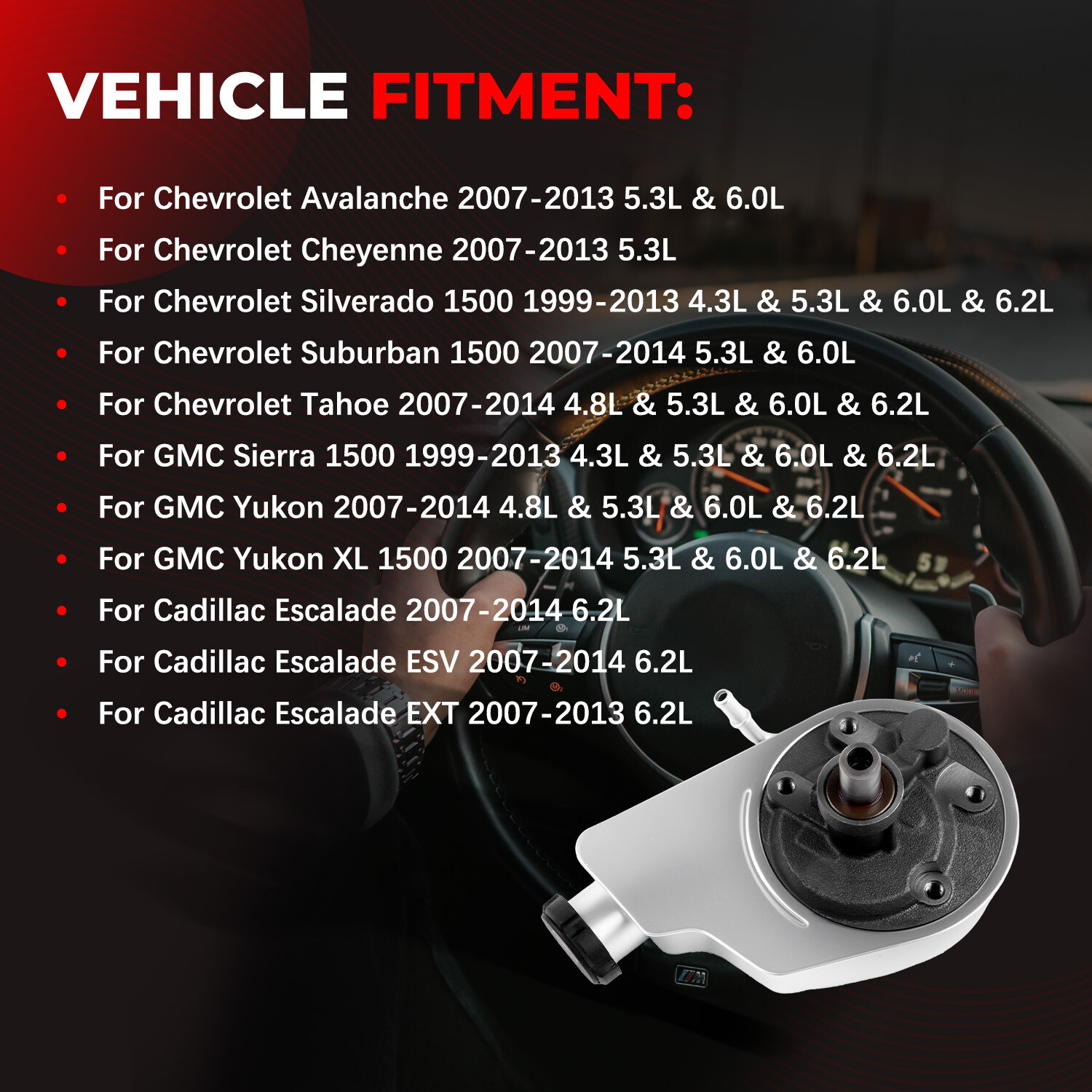 20-8740 Power Steering Pump For Chevrolet Silverado 1500 GMC Sierra 1500 1999-13