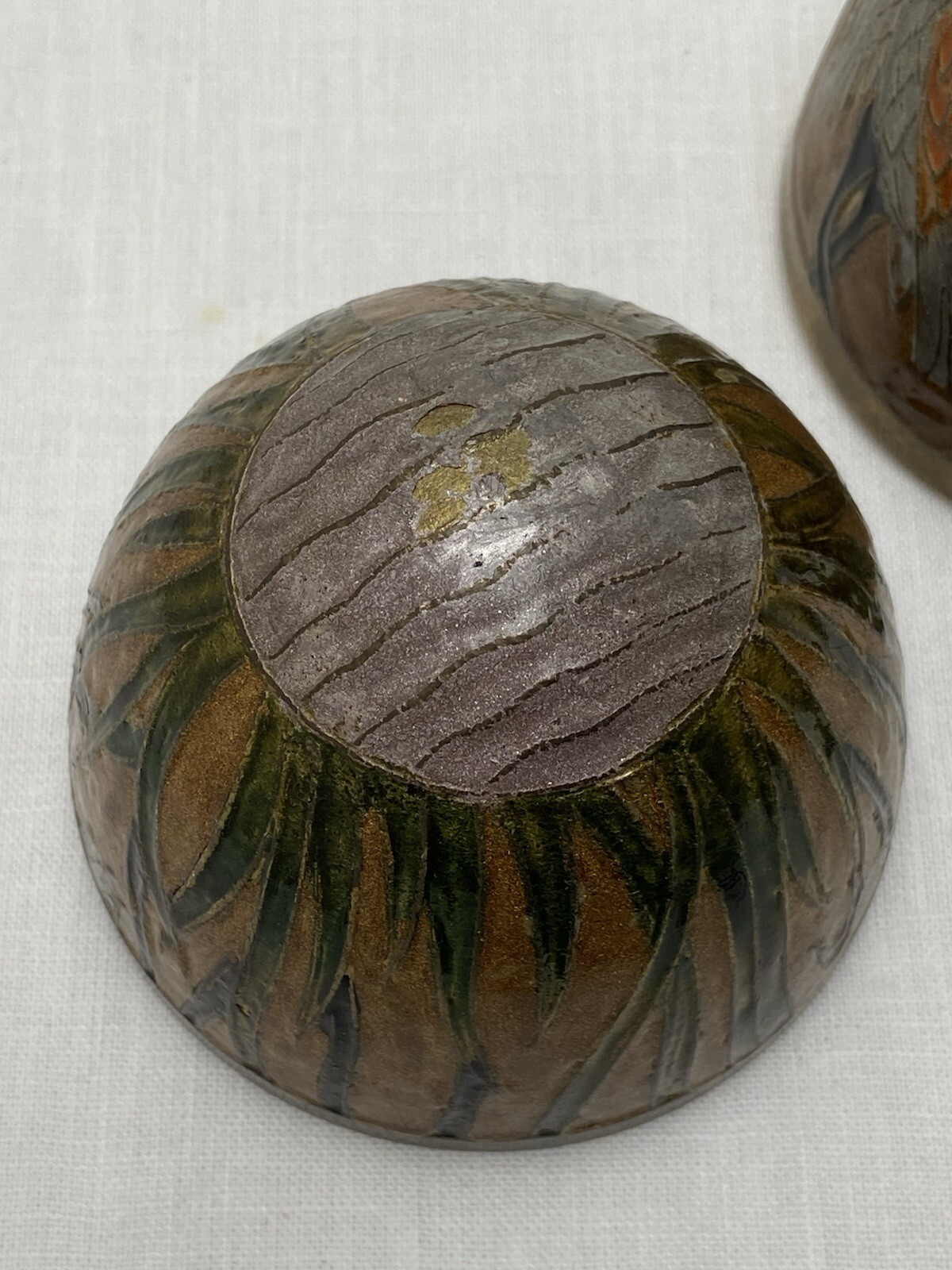 Solid Brass Egg & Stand Cloisonne Painted Trinket Box Ornate Enamel India Birds