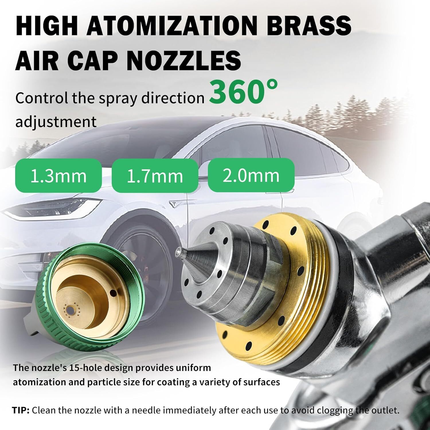 HVLP Air Paint Spray Gun Kit Gravity Feed Car Auto Primer 1.3/1.7/2.0MM Nozzles