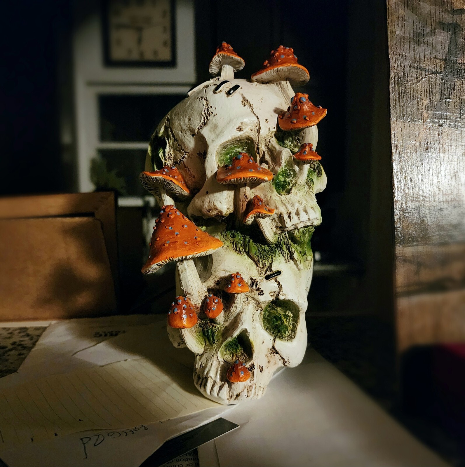 Double Mushroom Skull Statue, Goblincore, Oddities Decor