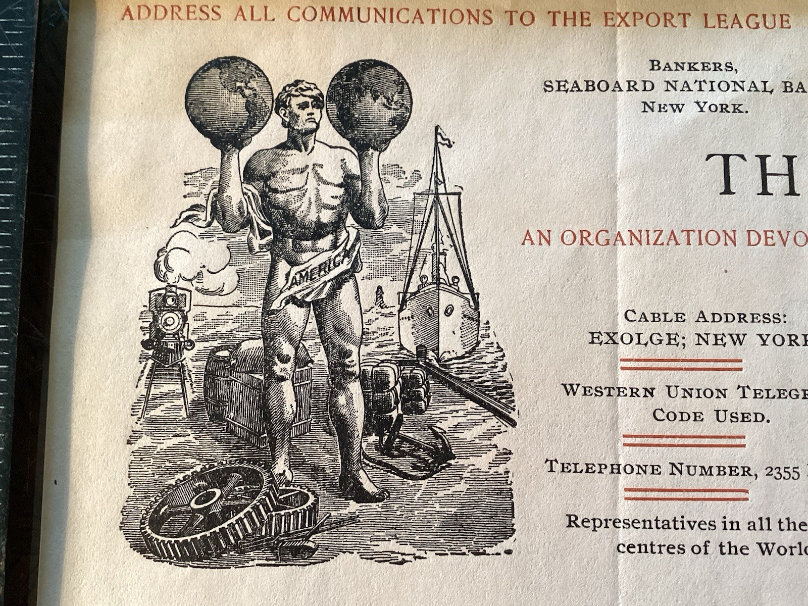 *Vignette**Broadway New York 1903 American The Export League Business Letterhead