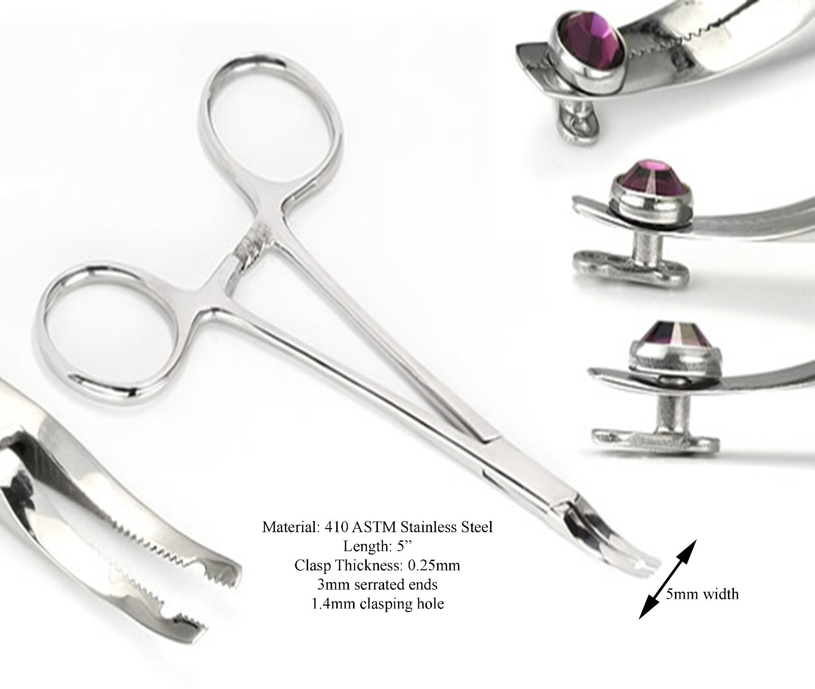 Micro Dermal Thinnest Anchor Holder Steel Body Piercing 5.5" 1.2mm hole Tool