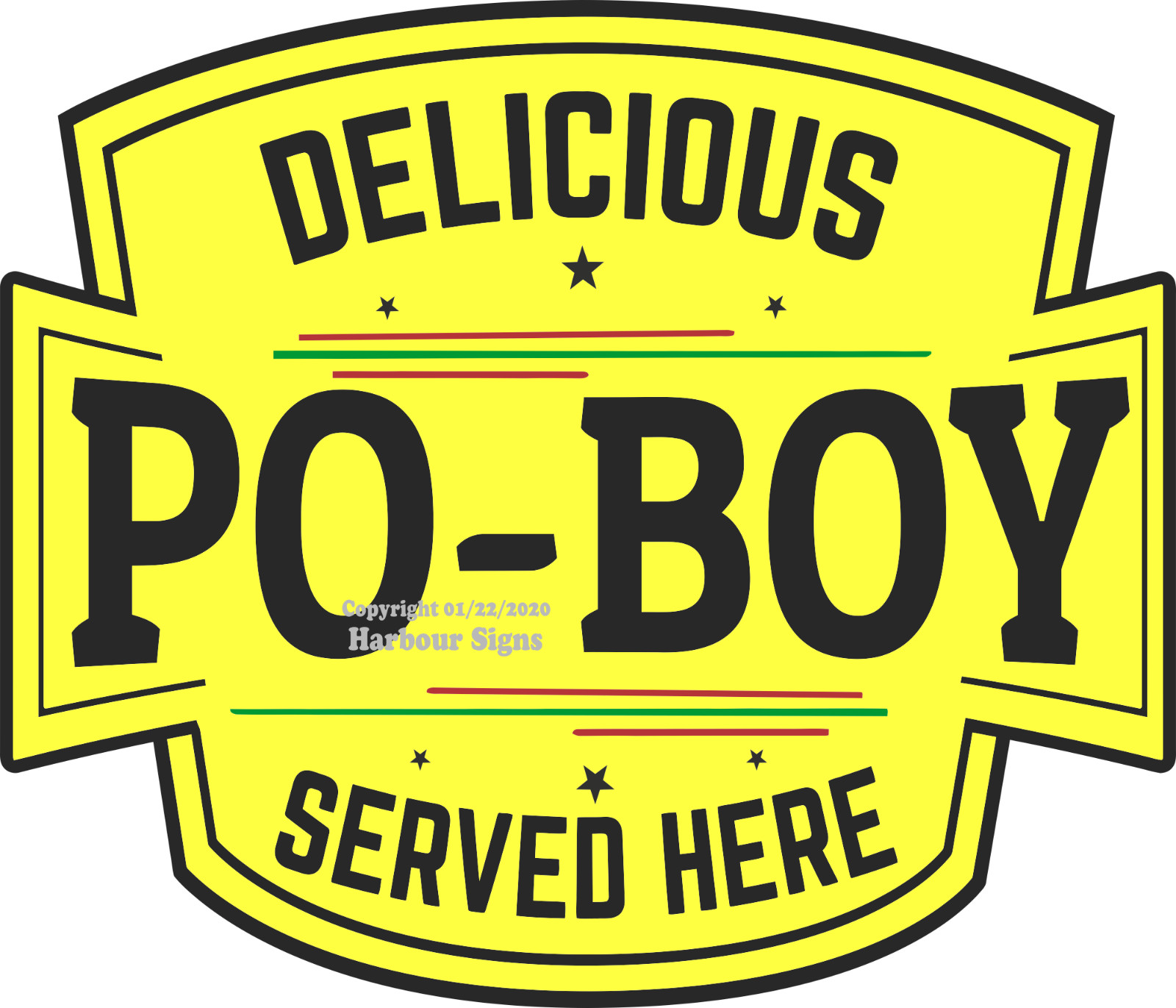 Po Boy Served Here DECAL (Choose Your Size) Food Truck Concession Vinyl Sticker