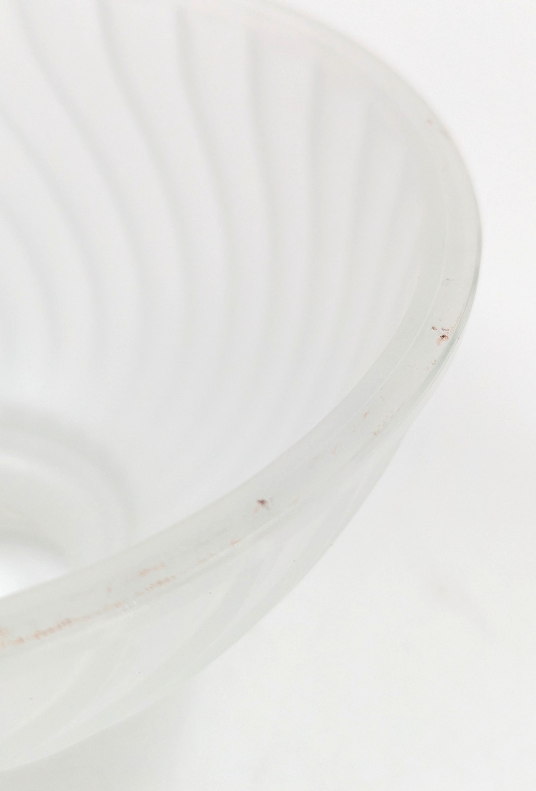 NOS! Frosted Swirl 6-1/2” dia. Low Bowl Glass Light Shade 2-1/4” Fitter VG Cond.