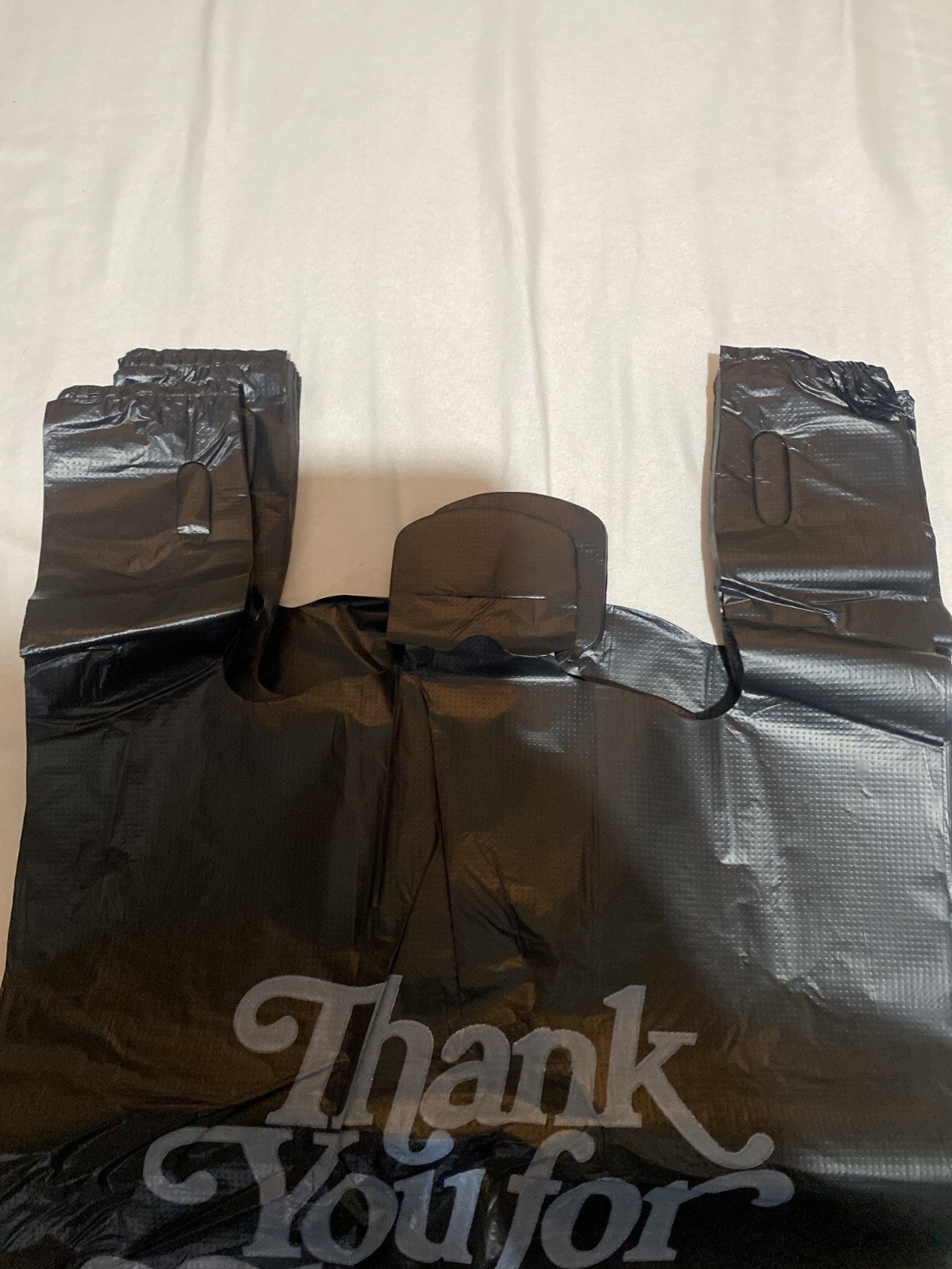 Bags 13"x 10"x23" Heavy Duty .83 Mil BLACK Thank You T-Shirt Plastic Shopping B
