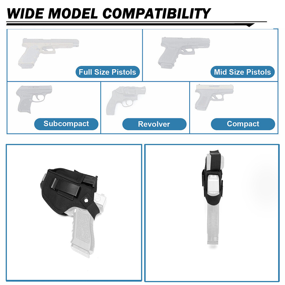 Universal IWB OWB Tactical Gun Holster with Mag Pouch Concealed Carry Pistol