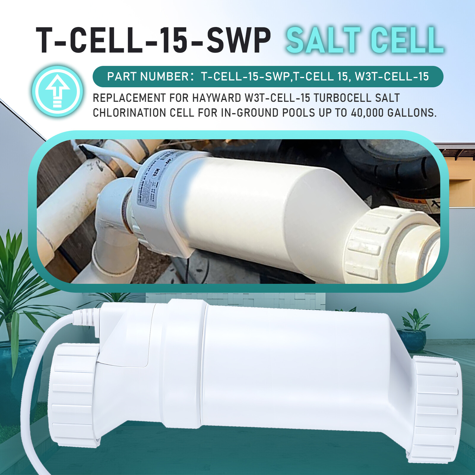 Salt Water Pool chlorinator System 40000 Gallon For Hayward Turbo Cell T-15