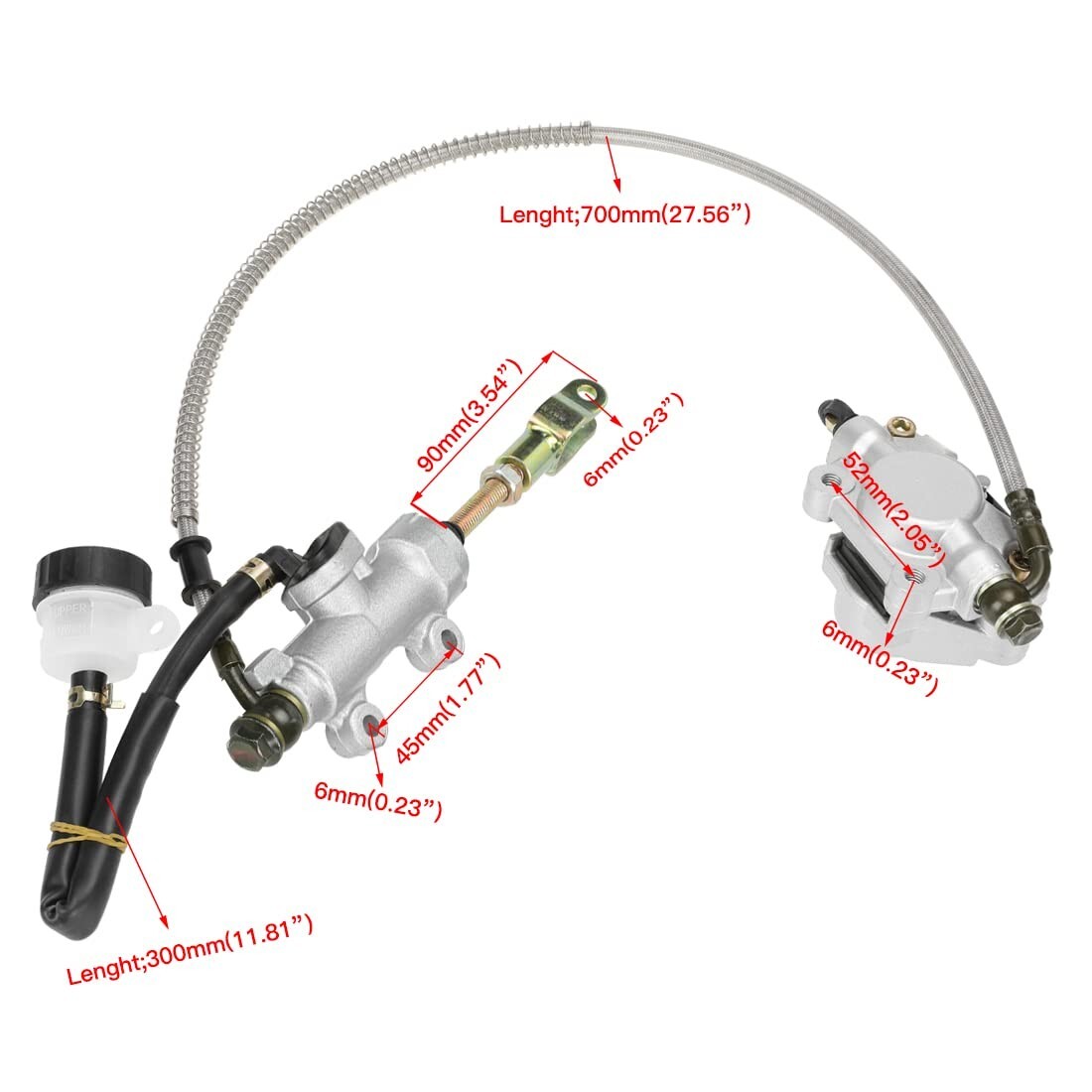 Rear Foot Disc Hydraulic Brake Master Cylinder Caliper For 150cc 200cc 250cc ATV