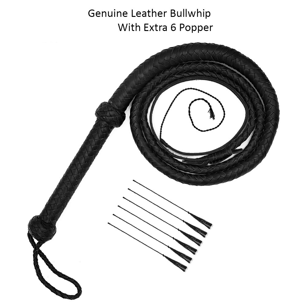 Real Cowhide Leather Bullwhip 04 to 08 Feet Long Handmade 12 Plaits Bullwhips