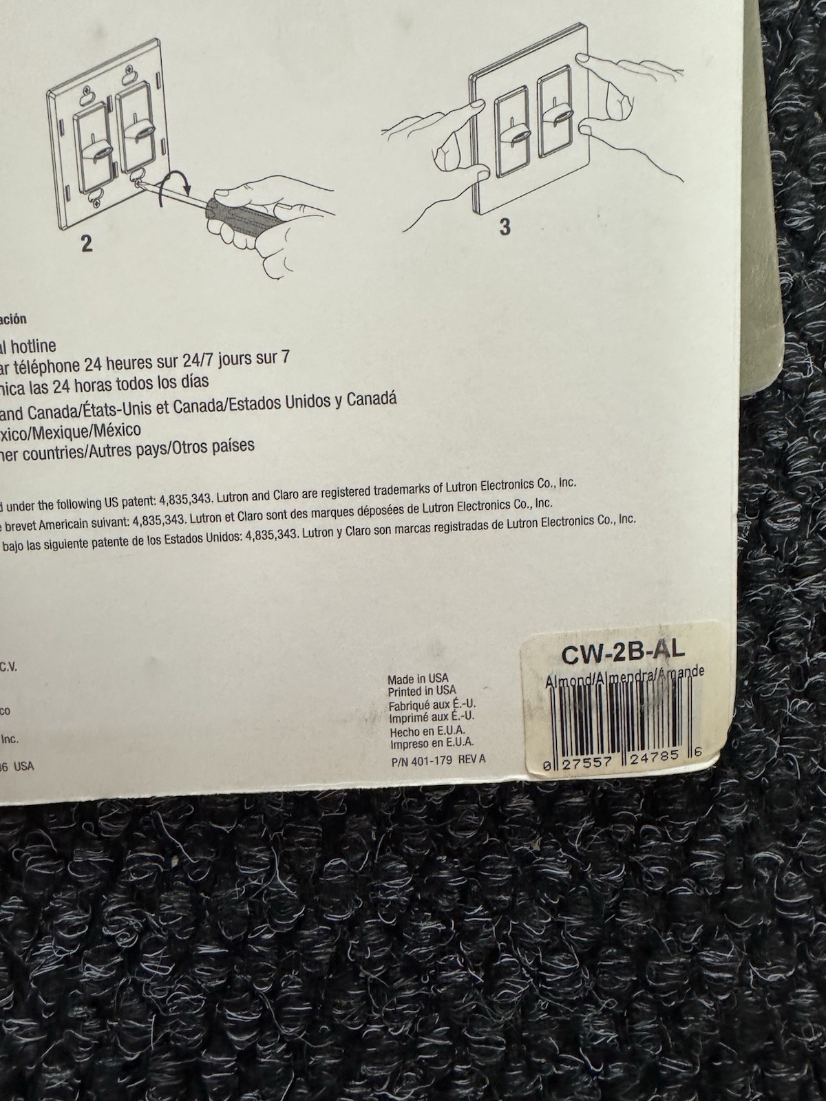 Lot of 10 Lutron CW-2B-AL Claro 2-Gang Wall Plate, Almond