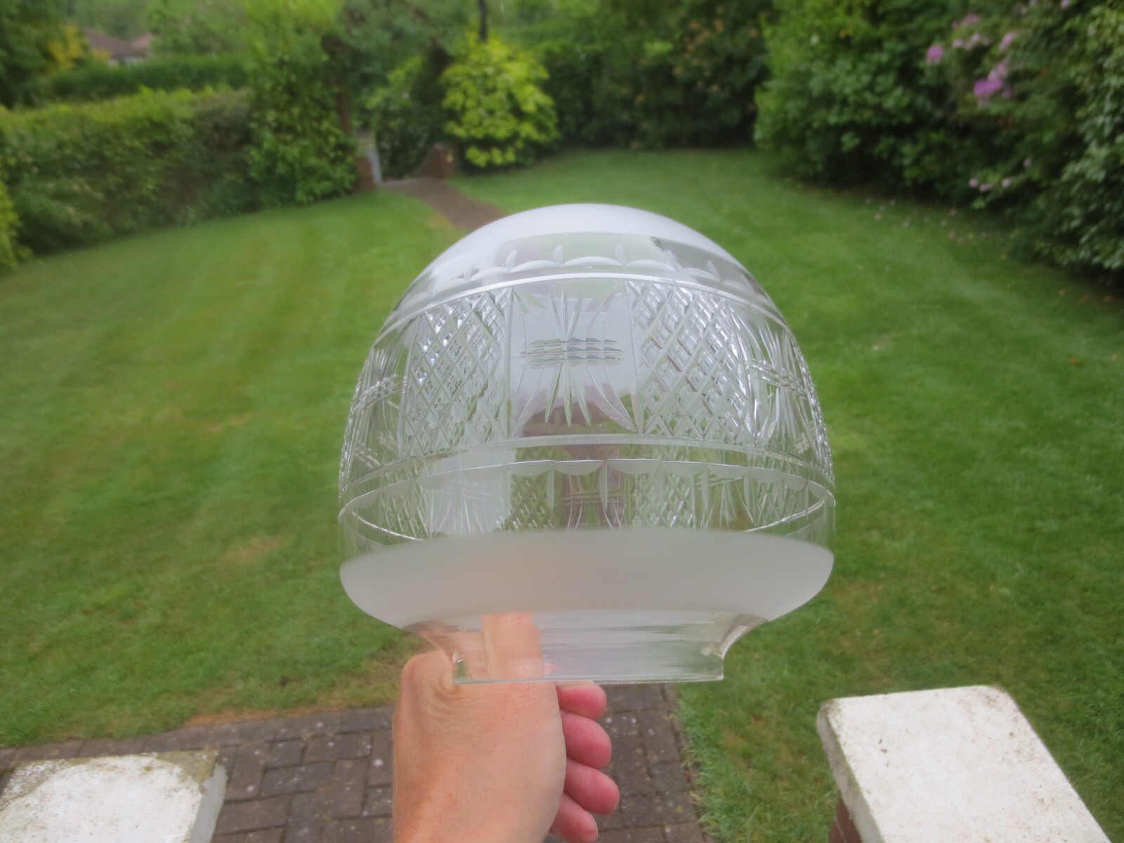 Superb Antique Victorian Cut Glass Duplex Beehive Oil Lamp Shade