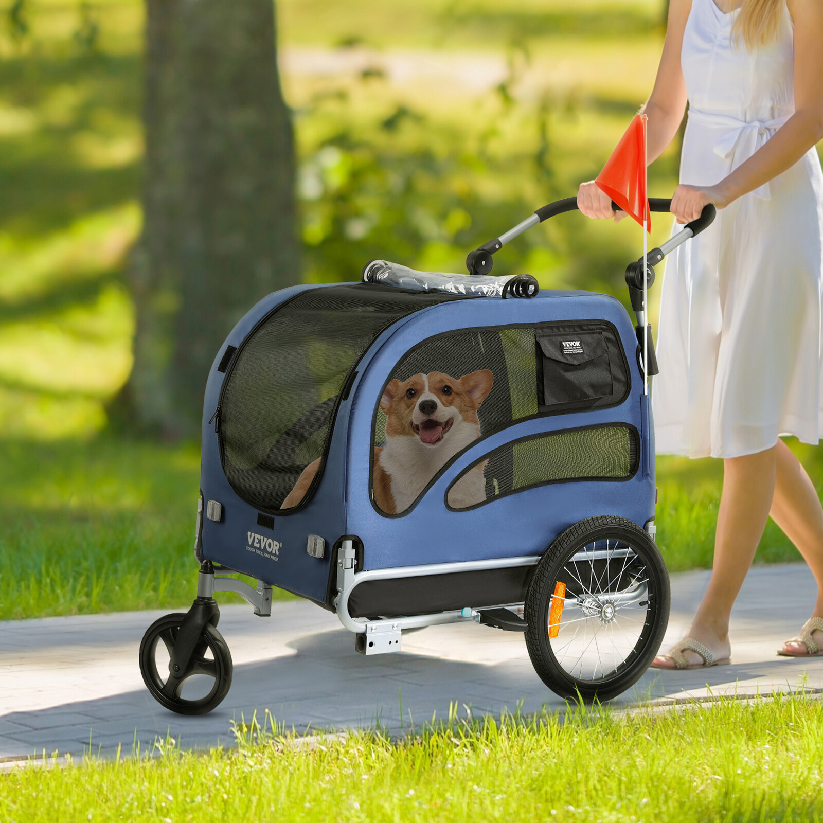 VEVOR Pet Bicycle Trailer & Stroller Dog Cat Bike Carrier 100 lb Water Resistant