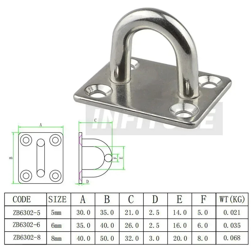Pad Eye Plates Square Eye Plate Hook Mount Ceiling Fan A2 Stainless Steel M5-M10