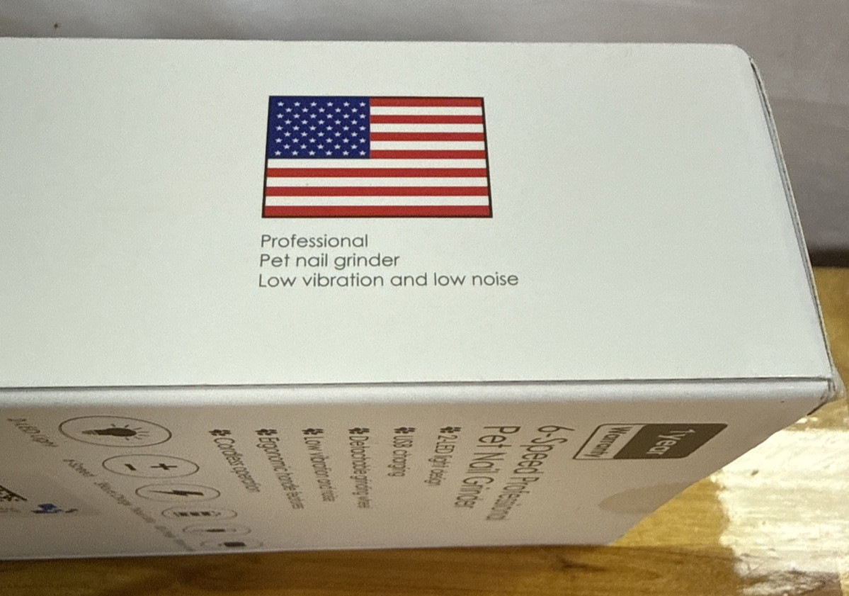 Casfuy Smart 6-Speed Dog Nail Grinder 50% More Power 2 LED Lights Quiet Red NEW