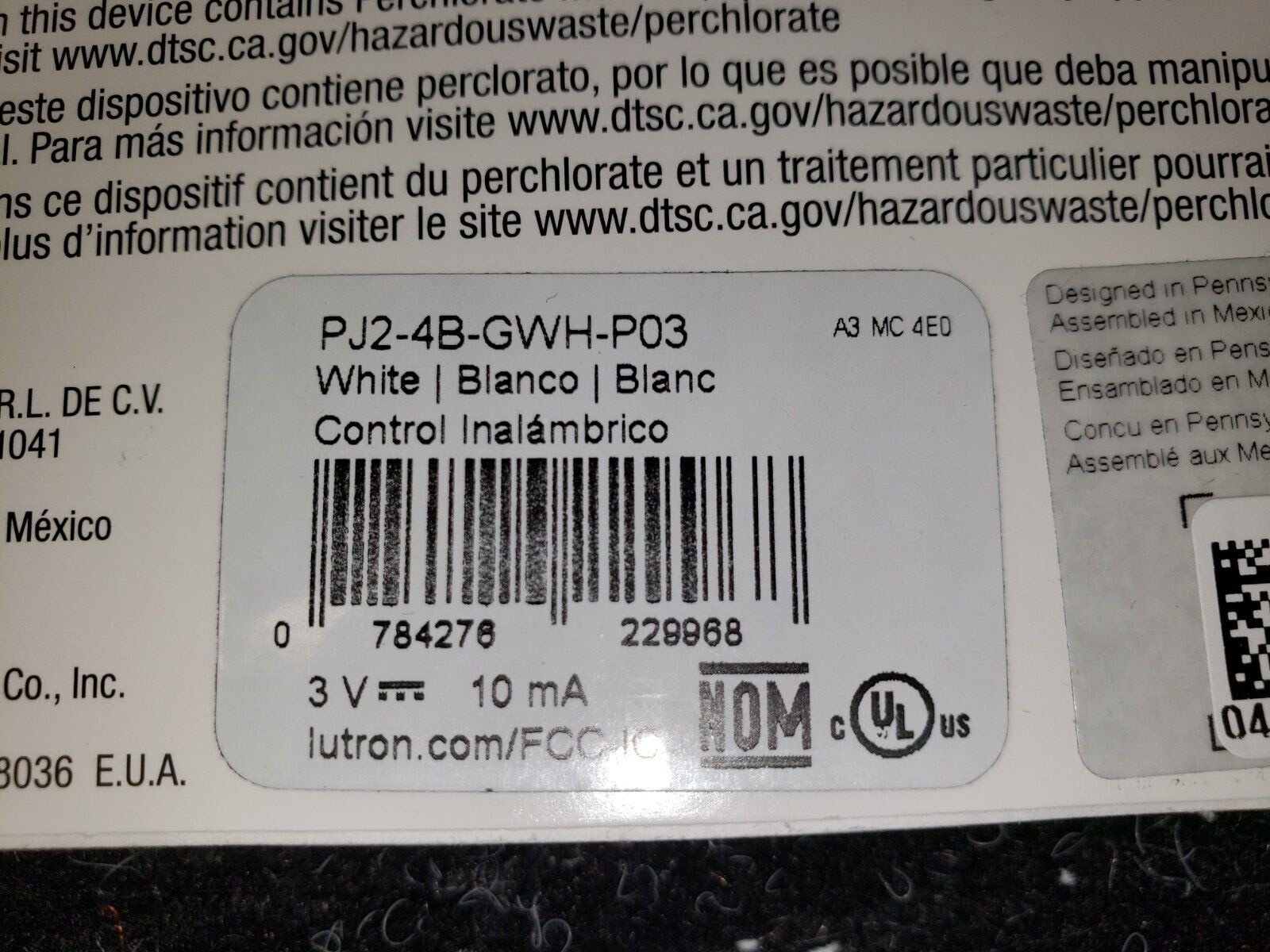 Lutron Pico Control - 4-Button Any Room RELAX Scene White PJ2-4B-GWH-P03 Caseta